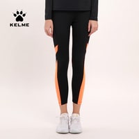 Kelme Women Running  Tight Trousers, Fitness,Yoga Pants (Black/Orange) - Size S.