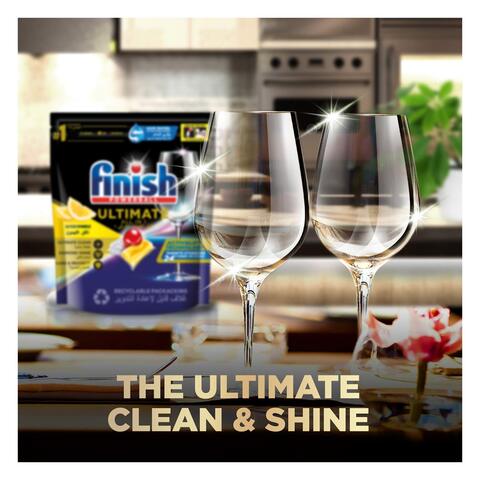 Finish Powerball Ultimate All in 1, Dishwasher Detergent Tablets for Ultimate Clean &amp; Diamond Shine, Lemon Sparkle, 32 Tabs