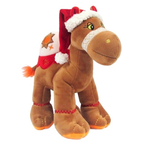 Caravaan - Soft Toy Camel Brown Size 25cm with Santa Hat