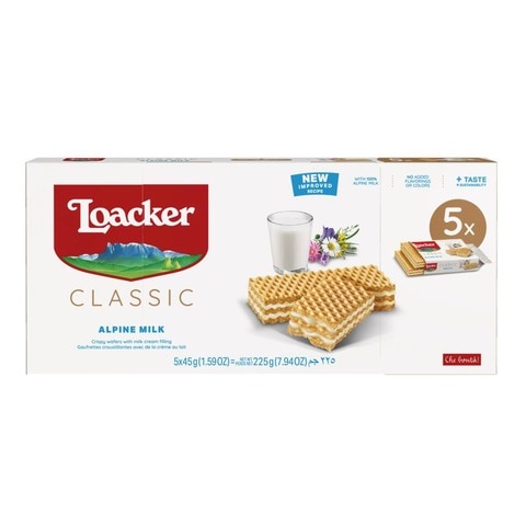 Loacker Classic Alpine Milk Wafers 45g Pack of 5