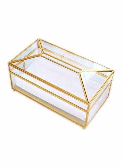 East Lady Tissue Paper Holder Box Clear/Gold 23x12x12cm