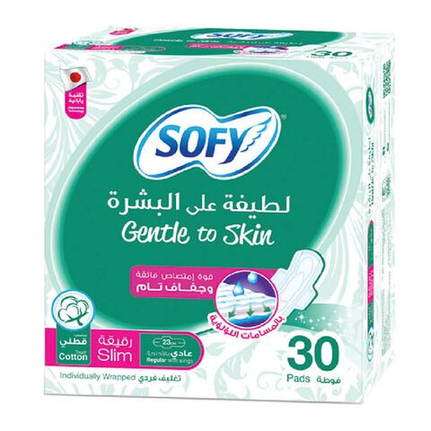 Sofy napkin gentle to skin cotton touch slim regular with wings 30 pads