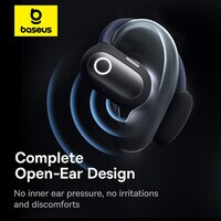 Baseus Eli Sport 1 Open Ear Air conduction Earphones Bluetooth 5.3 Wireless Earbuds With Earhooks 30H Battery Life IPX4 Waterproof Immersive Stereo Sound Headphone For Gym/Running And Many More Black