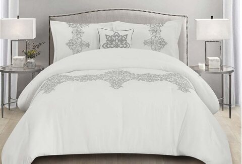 Grey and white comforter set queen new arrivals