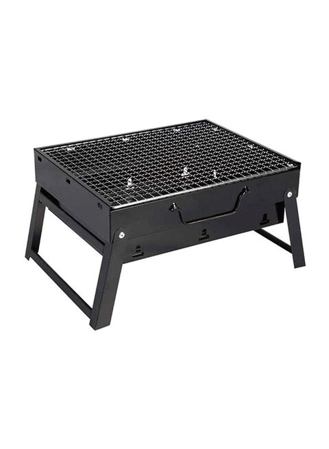 Generic Portable Barbecue Charcoal Grill Black/Silver 13.77x10.75x2.45inch