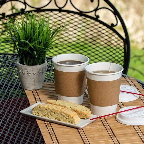 Comfy Package 16 Oz Paper Cups Disposable Coffee Cups with Lids & Coffee  Sleeves, 50 Sets