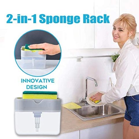 Generic - 2-in-1 Sponge Rack Soap Dispenser Soap Dispenser And Sponge Caddy