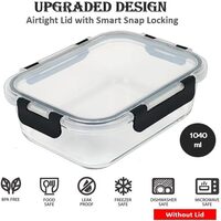 Atraux Pack Of 6 1000ml Airtight Glass Food Storage Containers, 2 Compartments Bento Box Lunch Boxes With Lids For School &amp; Office