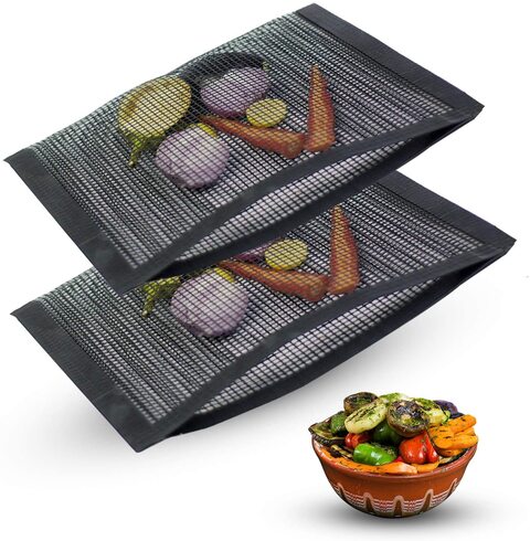 Barbecue Grill Bags (1 Pack, Large)   Mesh Grill Bags for Outdoor Grilling Reusable, Heat Resistant, Durable And Non-Stick BBQ Mats - 100% PFOA Free Eco-Friendly PTFE Fiberglass