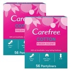 اشتري Carefree Cotton Fresh Scent Pantyliners White 56 count Pack of 2 في الامارات