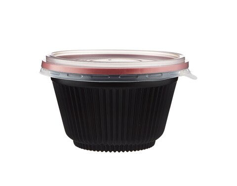 Hotpack Red & Black Base Soup Bowls 450ml with Lids, 5 Pieces