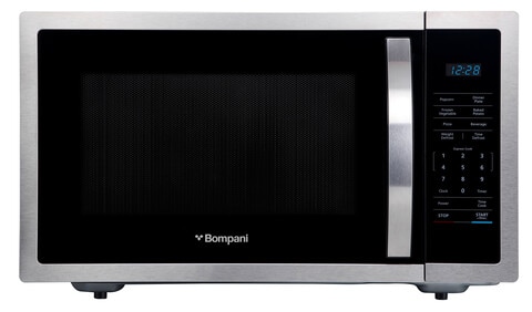 Bompani 45L Microwave Oven, Stainless Steel Design, Digital Controls, LED Display, 11 Power Levels, 6 Auto Menus, 95-Min Timer, Defrost, Quick Start, Glass Turntable, 1-Year Warranty, BMO45DS, Silver