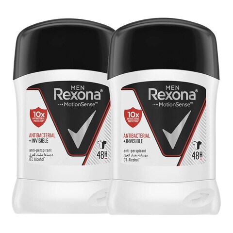 Buy Rexona Motion Sense Antibacterial + Invisible Anti-Perspirant Roll-On White 50ml Pack of 2 in UAE