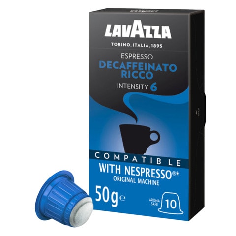 Lavazza Espresso Decaffeinato Ricco Intensity 6 Compatible Coffee Capsules 50g