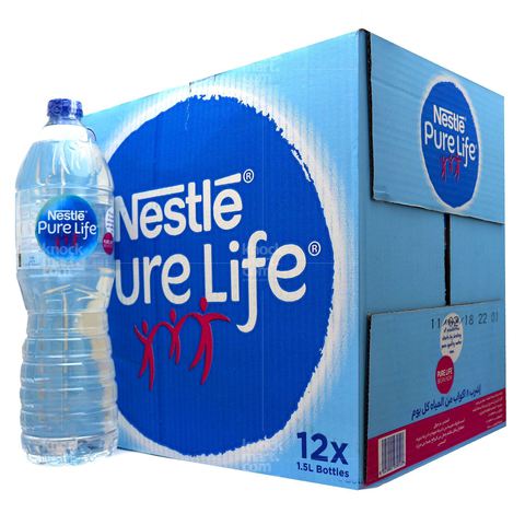 Nestl&eacute; Pure Life Bottled Drinking Water - 1.5 Liter - Pack of 12