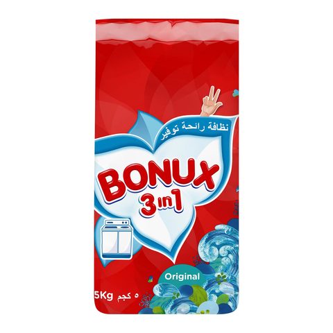 Bonux original 3 in 1 detergent powder high foam 5 Kg