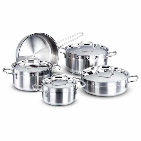 Mychoice Stainless Steel Cookware Set Silver Pack of 9