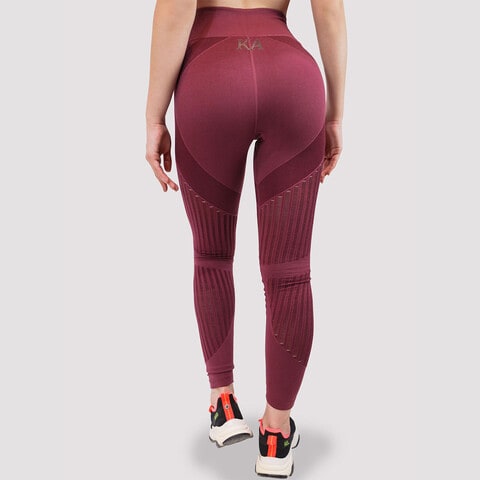 Kidwala Mesh Panel Leggings - High Waisted Workout Gym Yoga Pants for Women  (Small, Maroon)