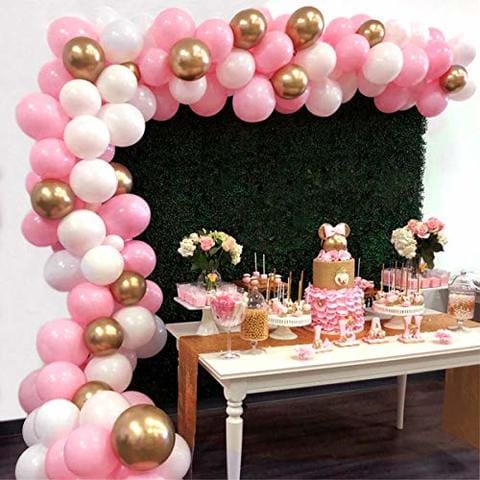 Pink white and gold 2024 decorations for baby shower