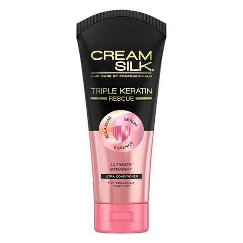 Cream Silk Triple Keratin Rescue Conditioner Ultimate Straight With Keratin Relaxers Serum &amp; Essence 170ml