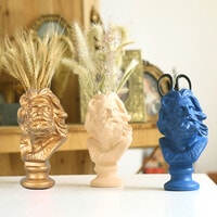 ZK Modern Nordic Style Creative Portrait Vase, Human Head Flower Vases, Decorative Ornaments Resin Home Flowers Art Decor.