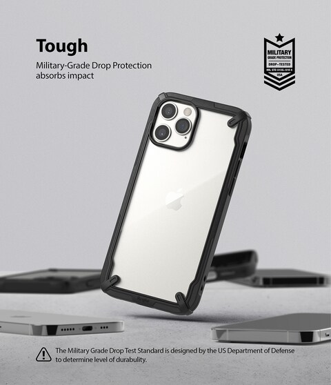 Ringke Cover for iPhone 12 / iPhone 12 Pro Case (6.1 Inch) Hard Fusion-X Ergonomic Transparent Shock Absorption TPU Bumper [ Designed Case for iPhone 12 / iPhone 12 Pro ] - Black