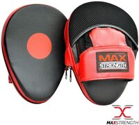 Max Strength Boxing Training Focus Pads Hook Jab Mitts UFC Sparring Punch Bag Gym Fight Workout (Red/White)