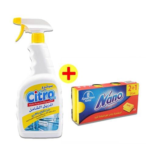 Citro Cleaner And Degreaser 1 Liter + Nano Sponge 3 Pieces