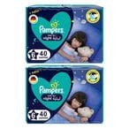 Buy Pampers Baby-Dry Night Diaper Size 6 14+kg Mega Pack White 40 countx2 in UAE