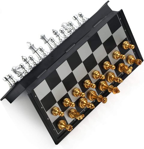 Samdone Large Size Magnetic Checkers/Draughts Folding Chessboard International Chess Set Travel Board Game Competition Toy