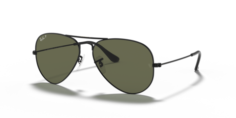 Ray-Ban Unisex Full Rim Aviator Polarized Classic Metal Black Sunglasses RB3025-002/58-58