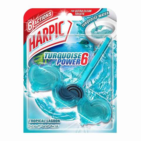 Harpic turquoise power 6 automatic toilet cleaner tropical lagoon 35 g