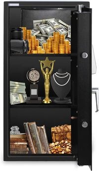 Rubik Safe Box Large With Digital Keypad And Key Lock, Security Locker For Money Files folder Documents Jewelry Home Office RB75EDA (Size 75x40x40cm) Black
