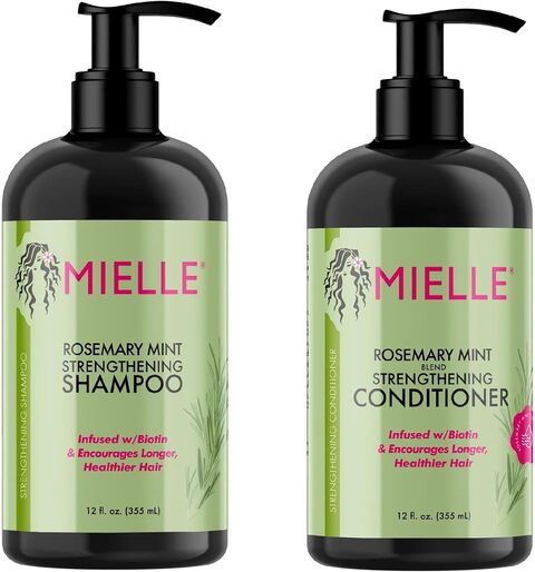Mielle Organics Rosemary Mint, Biotin Infused, Encourages Growth Hair Products For Stronger And Healthier Hair, Shampoo &amp; Conditioner Styling Bundle Set 2 PCs