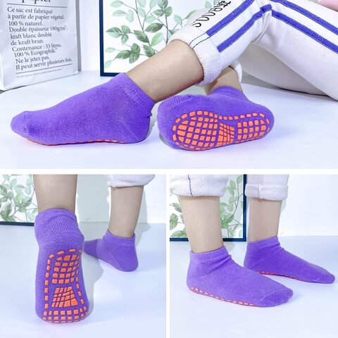 Women's Pink, Purple, Blue Low Cut Ankle Non Skid Socks - 3 pairs