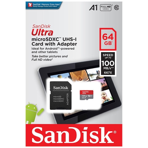 SanDisk Micro SDXC Ultra UHS-I 64GB Class10 + SD Adaptor