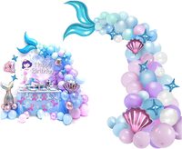 Mermaid Tail Balloon Arch Large Pastel Blue Purple Nautical Beach Seashell Decoration Magical Birthday Baby Shower Little Girls Party Supply (92 pcs)