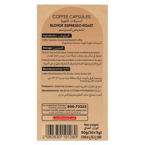 Carrefour Blonde Espresso Medium Roast Intensity 6 Coffee 10 Capsules
