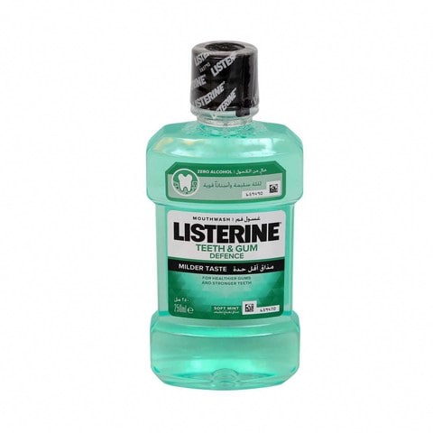 Listerine Mouthwash Teeth &amp; Gum Defence Milder Taste Soft Mint 250ml