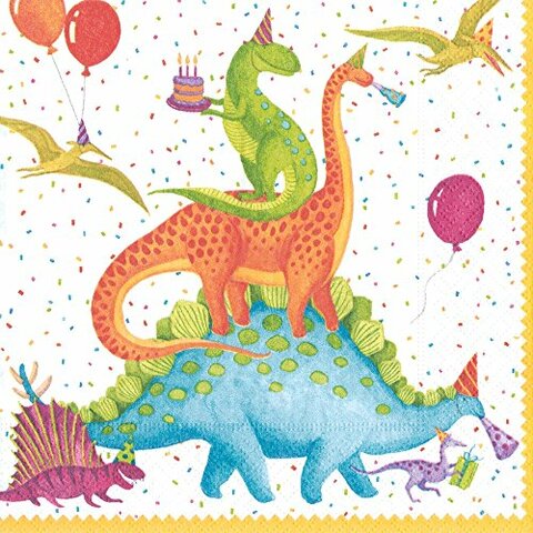 اشتري Entertaining with Caspari Partysaurus Paper Luncheon Napkins (20 Pack), Multicolor في الامارات