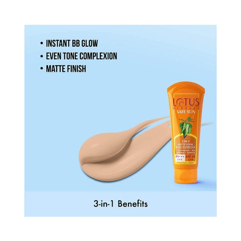 Lotus Herbals Safe Sun SPF 40 3 In 1 Sun Screen Cream Yellow 100g