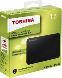 Toshiba 1TB Canvio Basics 2.5&quot; USB 3.0 Portable External Hard Drive, Black - HDTB410EK3AA