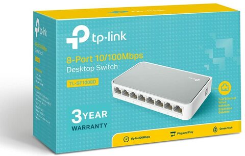 TP-LINK Tl-Sf1008D 8-Port 10/100 Mbps Desktop Ethernet Switch/Hub, Ethernet Splitter, Plug &amp; Play, No Configuration Required