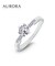 Auroses Six Prong Solitaire Ring 925 Sterling Silver 18K White Gold Plated