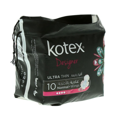 Kotex Ultra Thin Normal Pads With Wings White 10 count