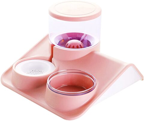 اشتري Okbuynow Double Dog Cat Bowls with Automatic Water Dispensers Set Detachable Glass Bowl No-Spill Pet Food Water Bowls for Puppy Small Medium Pets 2-in-1 Design, Pink… في الامارات