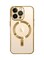 iPhone 13 Pro Max Clear Case with MagSafe Wireless Charging Compatible Back Cover with Electroplating Shockproof Frame Gold