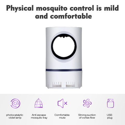 Generic-LED Electric Mosquito Killer Lamp Indoor Outdoor Insect Trap No Noise No Radiation USB Power Supply, Suction Fan,Photocatalytic UV Light