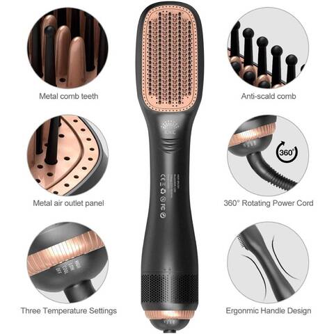 2 In 1 Professional Hair Dryer Brush Negative Ion Blow Dryer Straightening Brush Hot Air Styling Comb Electric Hair Straightener Styler