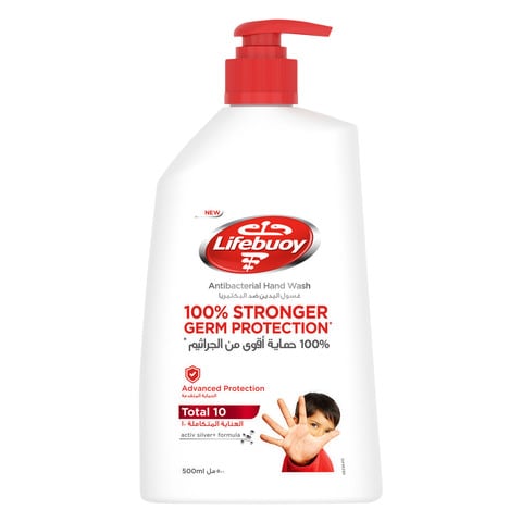 Lifebuoy Antibacterial Hand Wash, Total 10, for 100% stronger germ protection in 10 seconds, 500ml